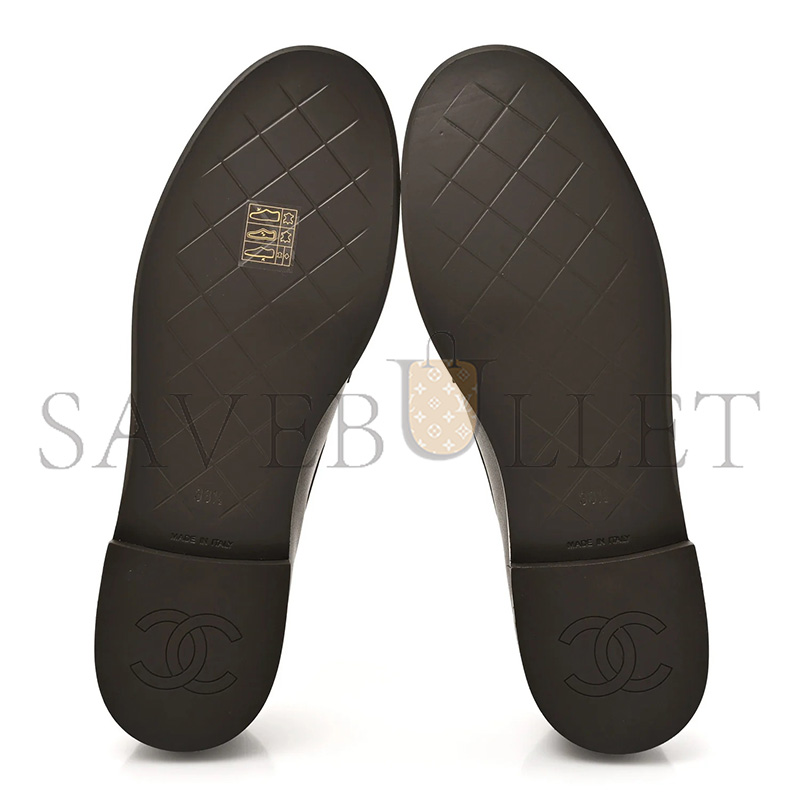 CHANEL LAMBSKIN QUILTED CC TURNLOCK LOAFERS BROWN